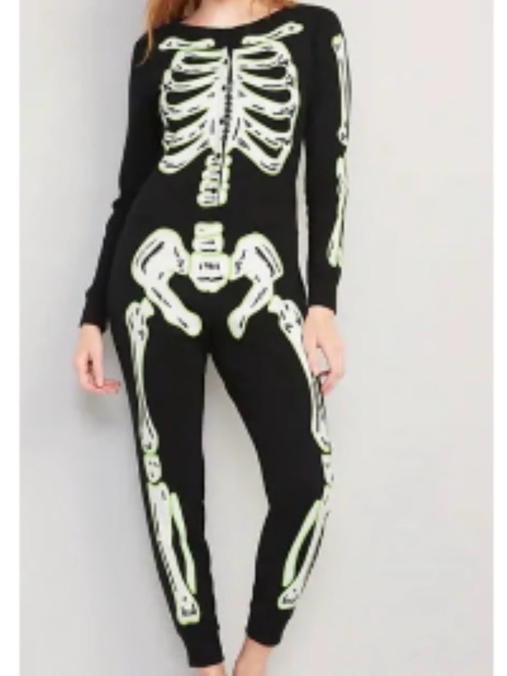 Old Navy Black Jumpsuit with Glow in the dark Green Skeleton Print NWT - Picture 6 of 11